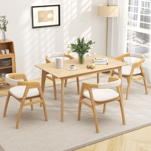 Chaise de salle à manger Coast en bambou avec dossier incurvé et coussin d'assise rembourré – Modèle JV12861NA