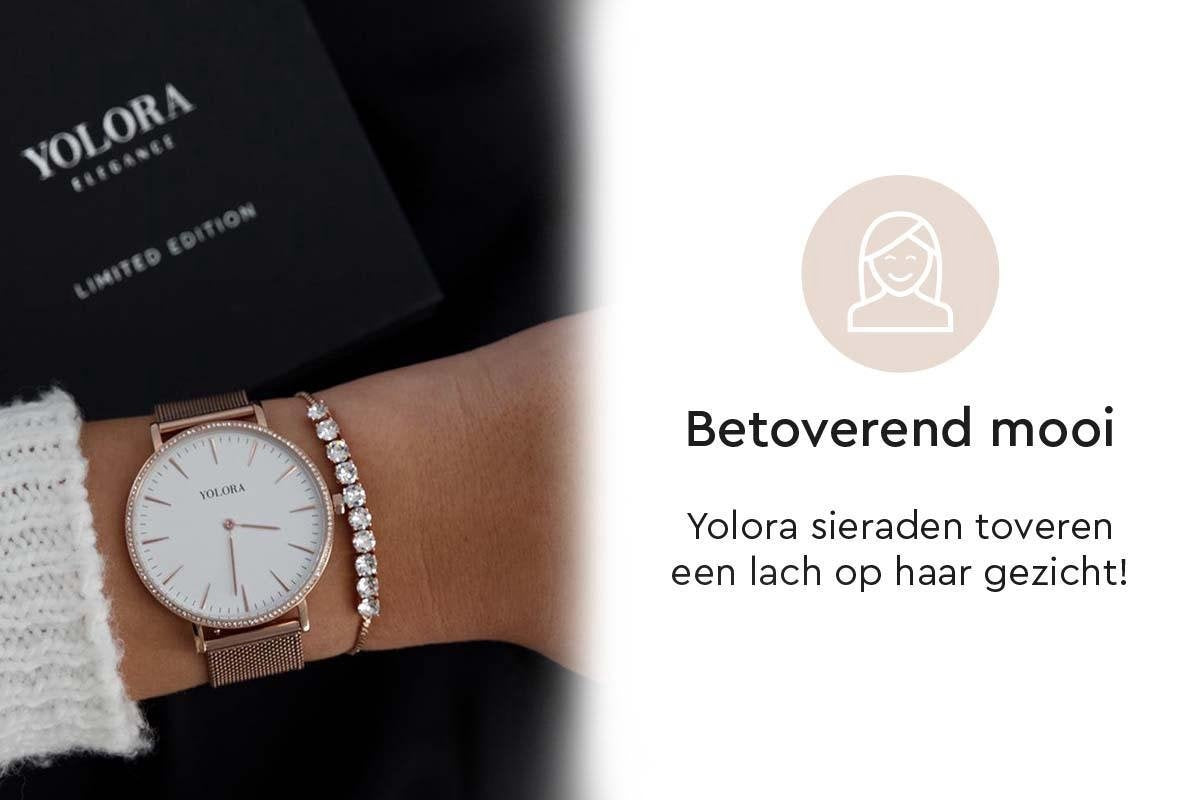 Yolora - Bracelet pour dames avec 10 cristaux Kalpa Camaka - couleur Ros� - plaqué or 18K Ros�