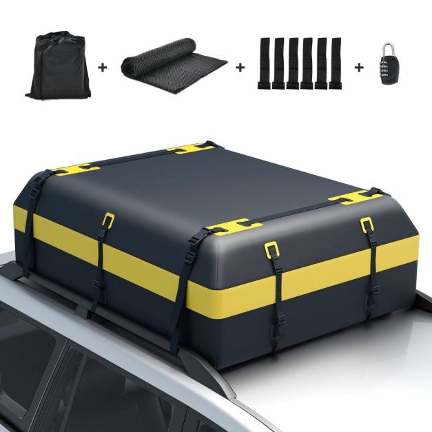 Coast Waterproof Roof Carrier for Vehicle 595 L Roof Bag Anti-slip Mat Pad Lock 10 Straps 6 Door Hooks 1 Bag with Drawstring