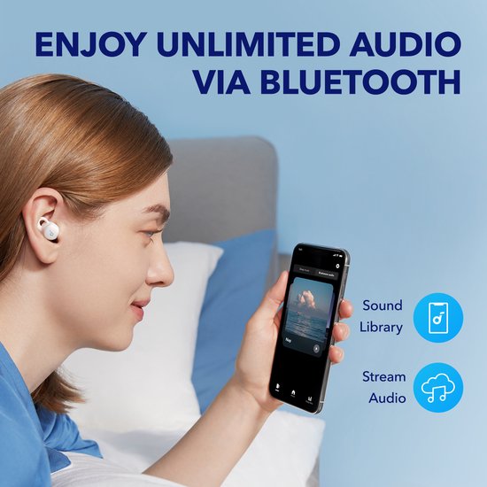 soundcore by Anker Sleep A10 - Bouchons d'oreilles Bluetooth pour le sommeil - Bouchons d'oreilles anti-bruit pour le sommeil - Ajustement confortable - Bluetooth 5.2 - Application - Pour des berceuses illimitées - Moniteur de sommeil