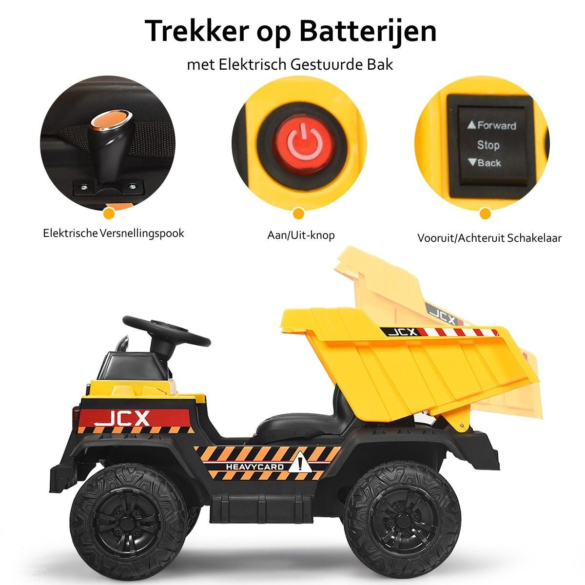 Tracteur pour enfants Coast 12V avec pelle arrière électrique et télécommande et lumières+musique+radio pour enfants à partir de 3 ans