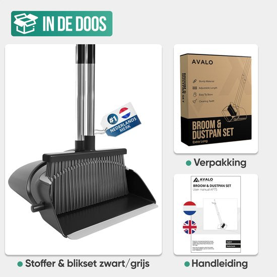 Avalo Pelle et Brosse avec Poignée Longue - Ajustable 87-127cm - Dents de Nettoyage Intégrées - Noir