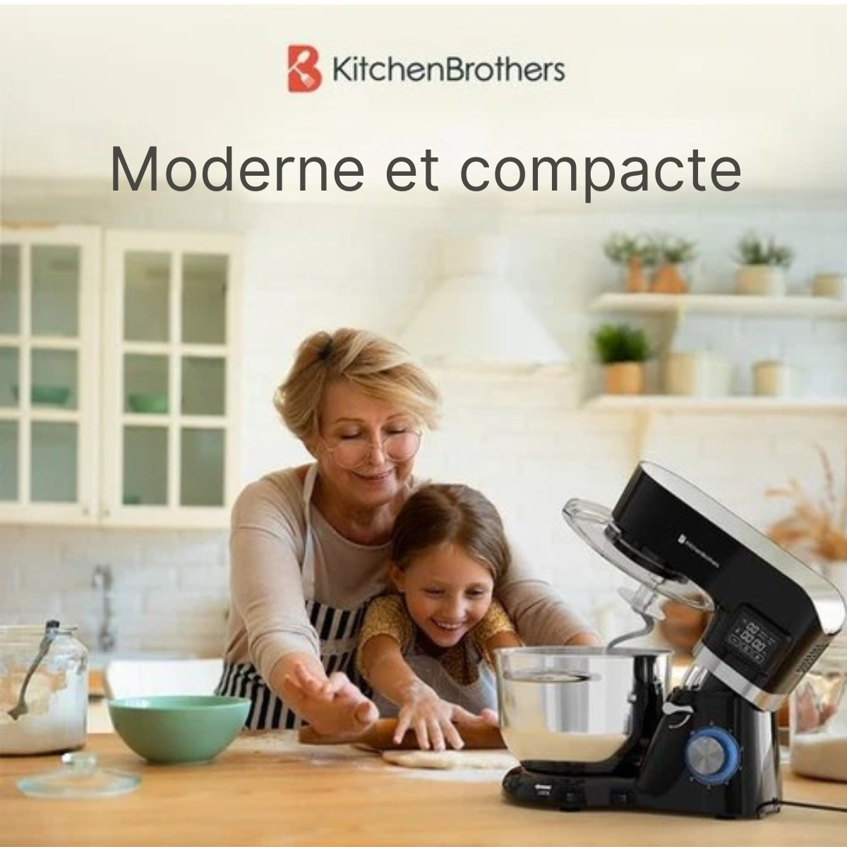 Robot de cuisine - KitchenBrothers - Affichage et minuterie - 6L - 1400W - Noir