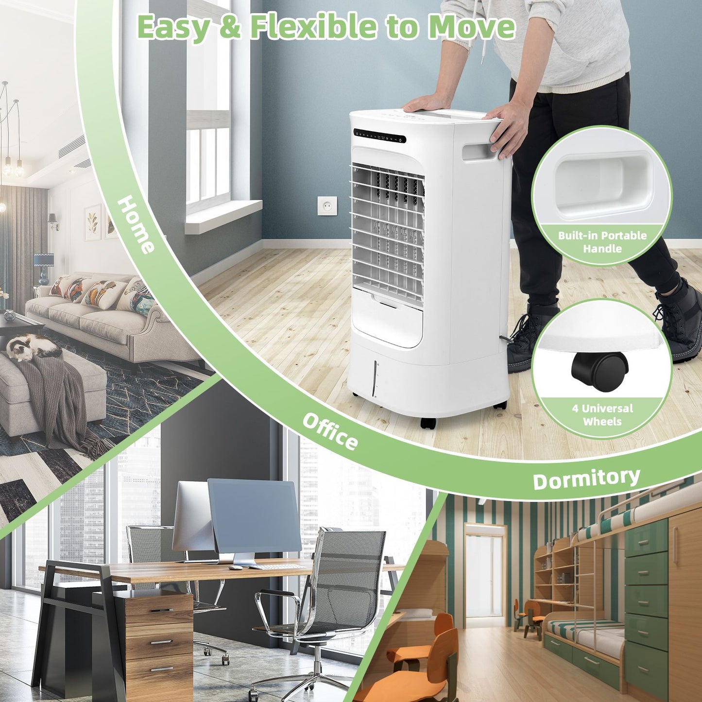 Coast 3-en-1 : ventilateur et humidificateur d'air portable avec réservoir d'eau de 10 L - 39 x 33 x 74 cm - Blanc
