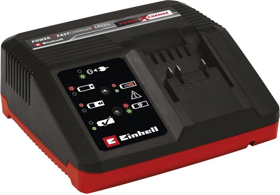 Chargeur rapide Einhell - Power X-Change - 18 V - Courant de charge : 4 A - Support mural intégré - Compatible avec toutes les batteries Power X-Change