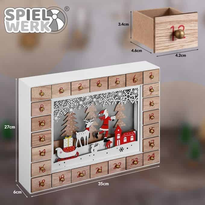 Spielwerk - Calendrier de l'Avent - LED - Père Noël - MDF