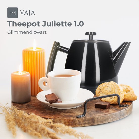 Vaja® Théière Juliette avec filtre - Double paroi - Théière 1.0L - Noir brillant