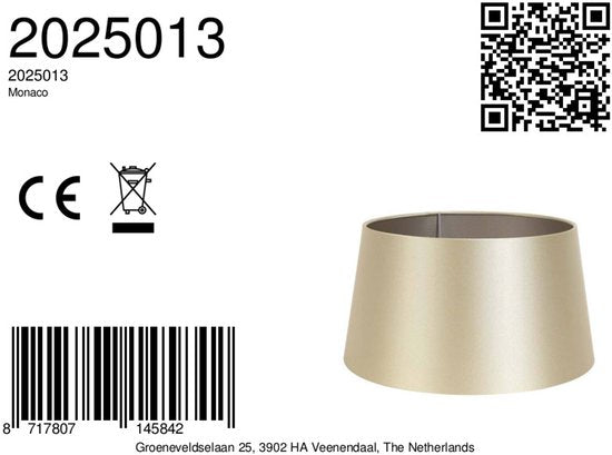 Light & Living - Abat-jour MONACO - 25 x 20,5 x 14 cm - Or