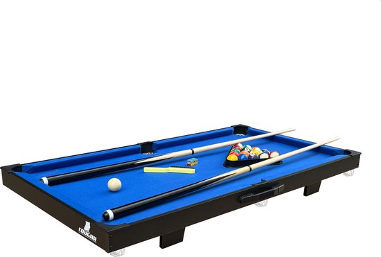 Table de jeux multifonction 3-en-1 Cougar Mini Noir-Bleu – Billard – Push Hockey – Tennis de table – Tous les accessoires inclus