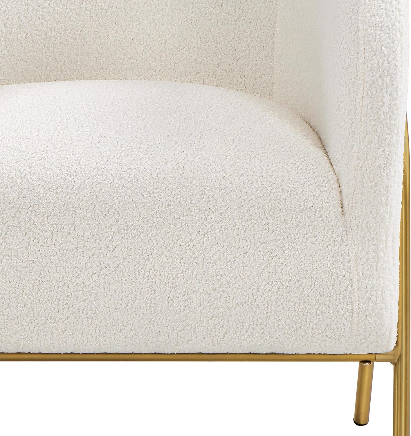 Yaheetech : fauteuil d'appoint de luxe de style « barrel », en bouclé - pieds en V dorés - ivoire - 69 x 69 x 72 cm