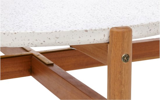 Table basse Naturel/Blanc - Bois d'acacia et pierre - 84,5x84,5x38,5 cm - Table basse Terracina - House Nordic