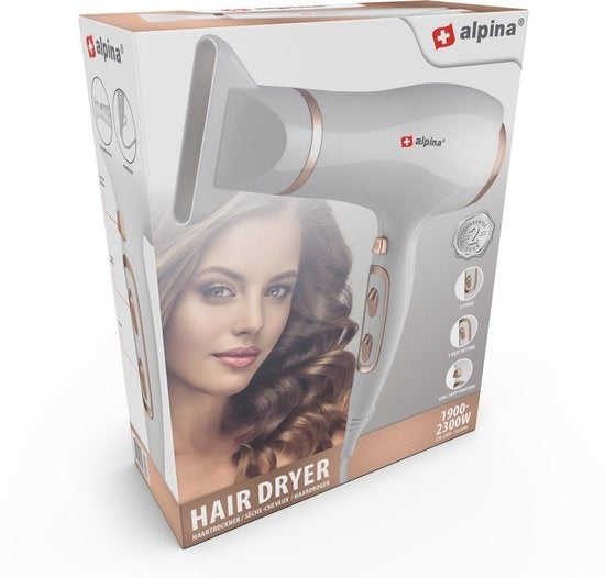 alpina Fohn - Sèche-cheveux - 2300W - Coolshot - Blanc/Rose