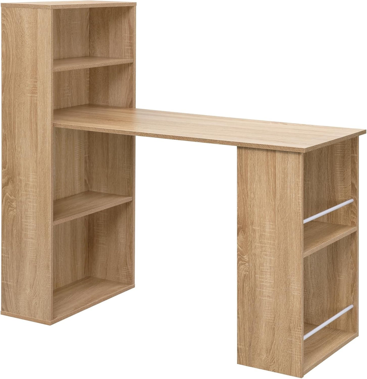 Bureau eSituro avec bibliothèque et étagères 122 x 55 x 120 cm - Bois clair - Peu encombrant