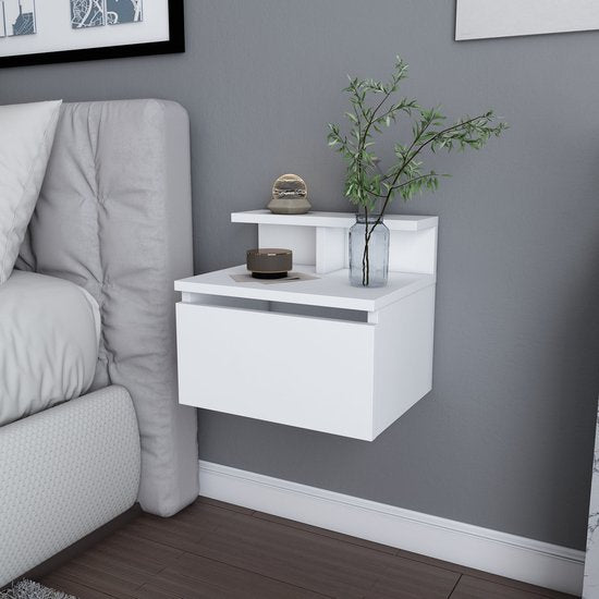 Asir - Table de chevet - Blanc - 35 x 39,8 x 31,9 cm