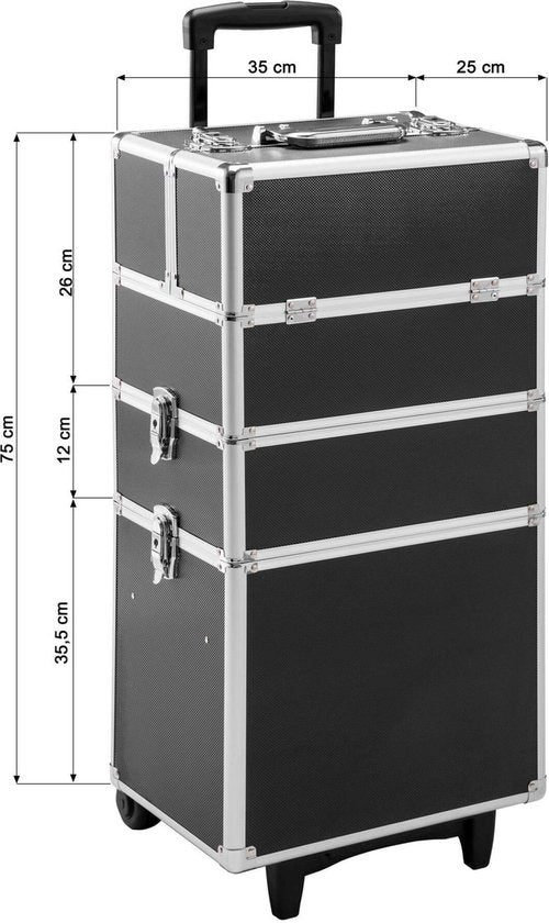 Tectake Cosmetic Case with 3 Shelves - Black - Trousse de maquillage