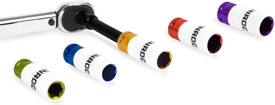 VONROC Jeu de douilles - Universel - ½ Inch - 5 pièces : 15, 17, 19, 21 et 22mm | Avec manchon de protection en téflon
