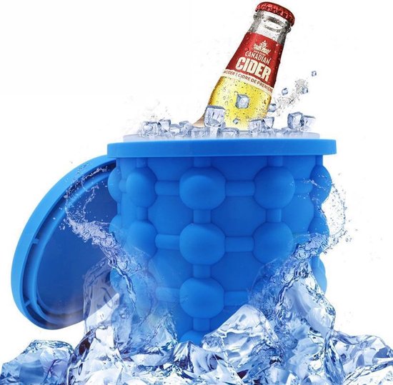 Seau à glace/cubeur de glace - Shop-Story - Refroidisseur de boissons - Seau en silicone 2 en 1 - Bleu