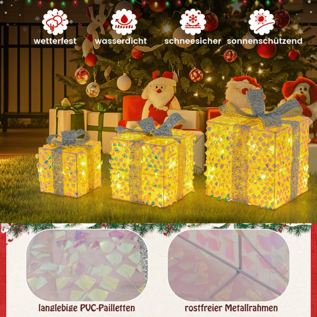 Boîtes de Noël illuminées Coast - PVC & Polyester - 5m Cordon - 25x25x25 cm