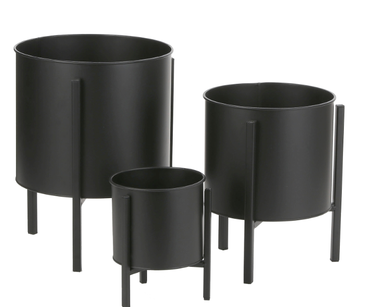 Pot Jessy sur pied métal noir - 20 x 15 x 15 cm