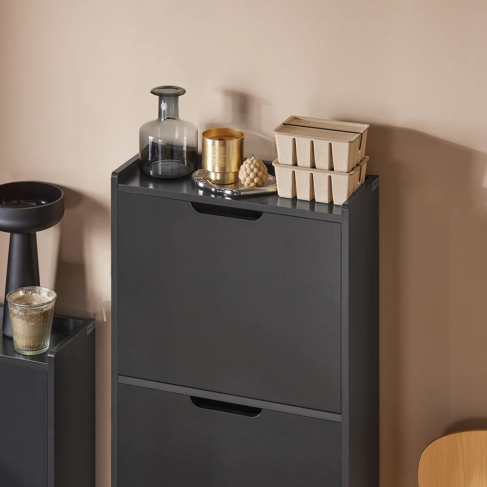 SoBuy FSR151-H-SCH Armoire à chaussures avec 3 abattants - 50 x 19 x 129 cm - Anthracite