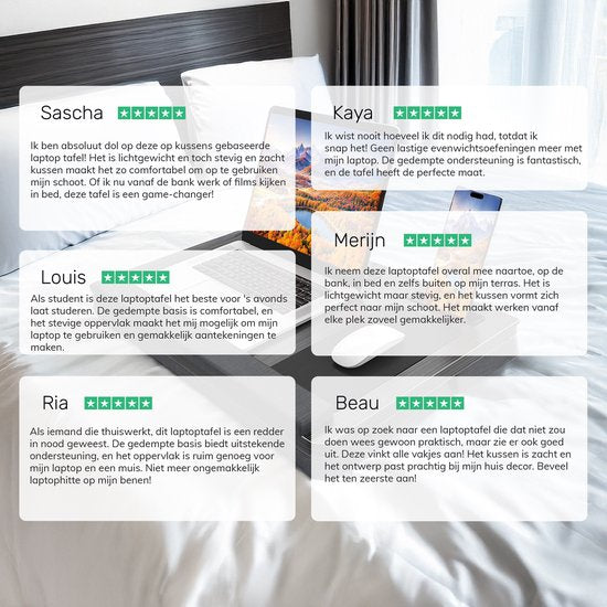 Coussin pour ordinateur portable - Lap table - Réglable - Support pour le travail à domicile - Table de lit - Support pour ordinateur portable et tablette - Avec support de téléphone