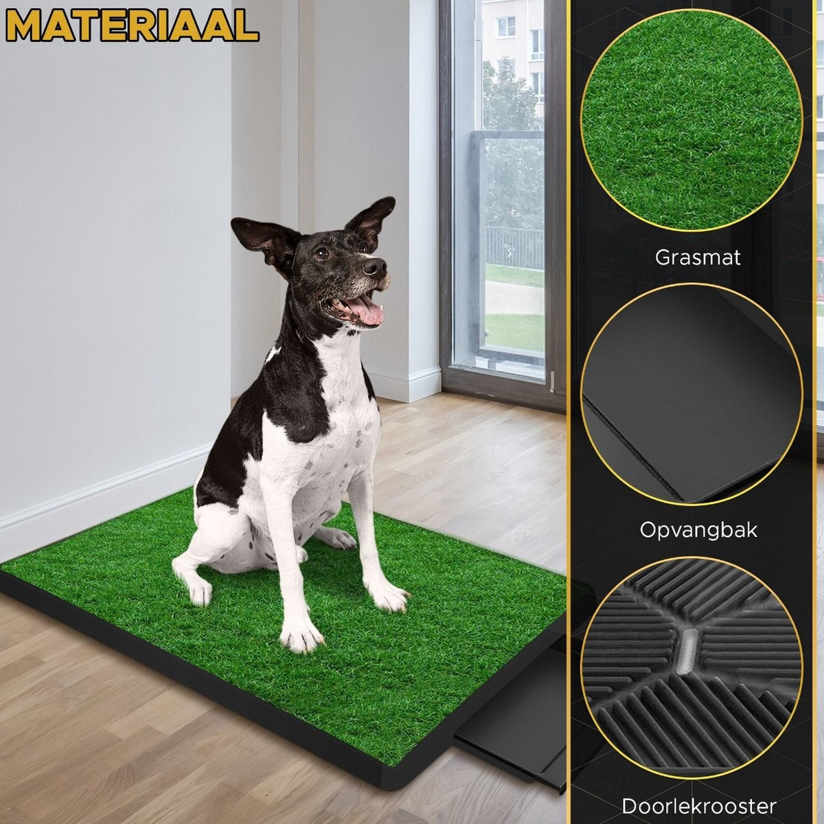 Toivo Dog Toilet Artificial Grass - Black - Odour Repellent - 62 x 49 x 6.6 CM - Dog Toilet Outdoor - Sleep Training Dog - Puppy Pads - Animal Toilet
