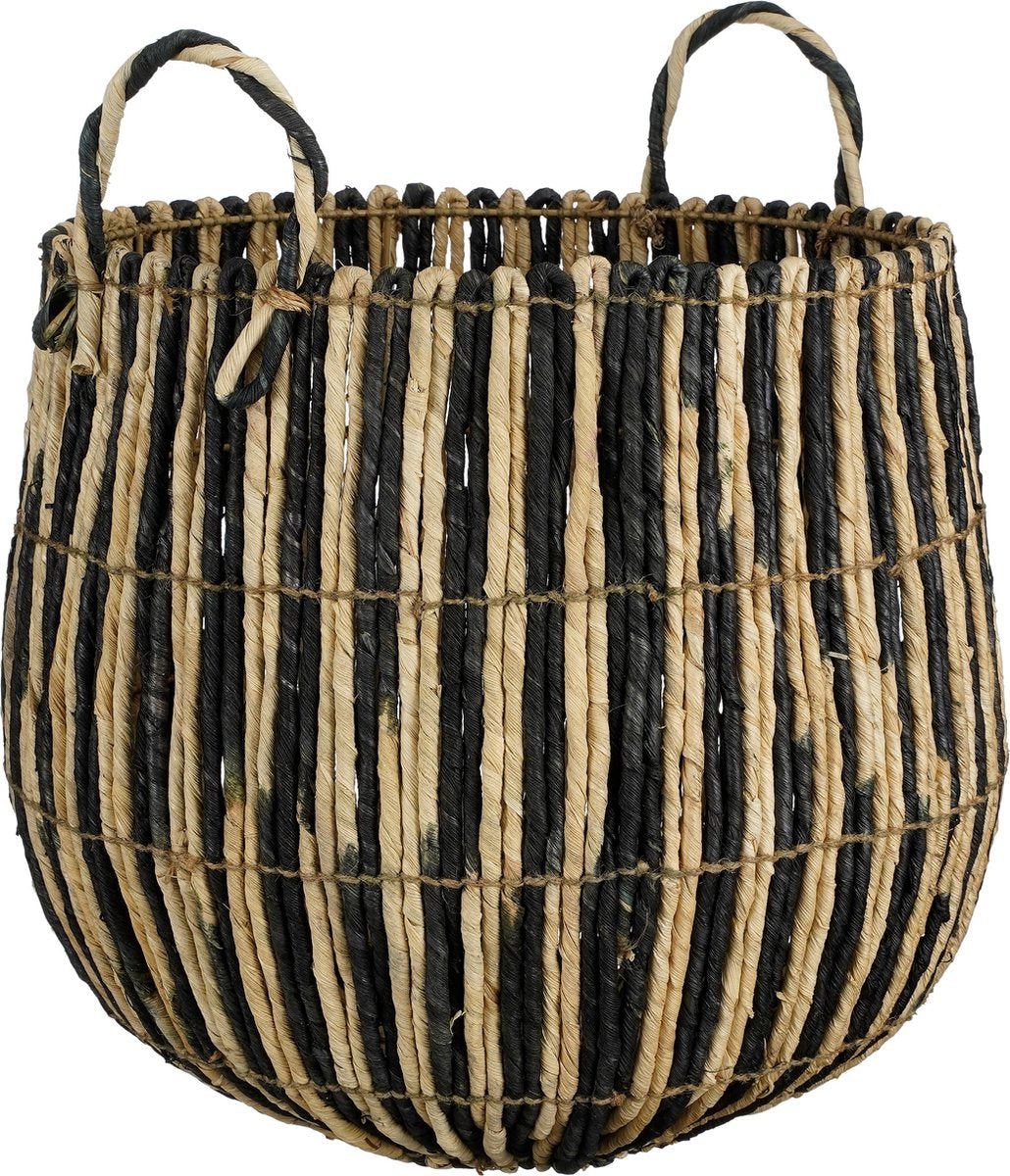 Mica Decorations Ronda Panier de rangement - Noir/Beige - H40 x Ø44 cm - En herbe