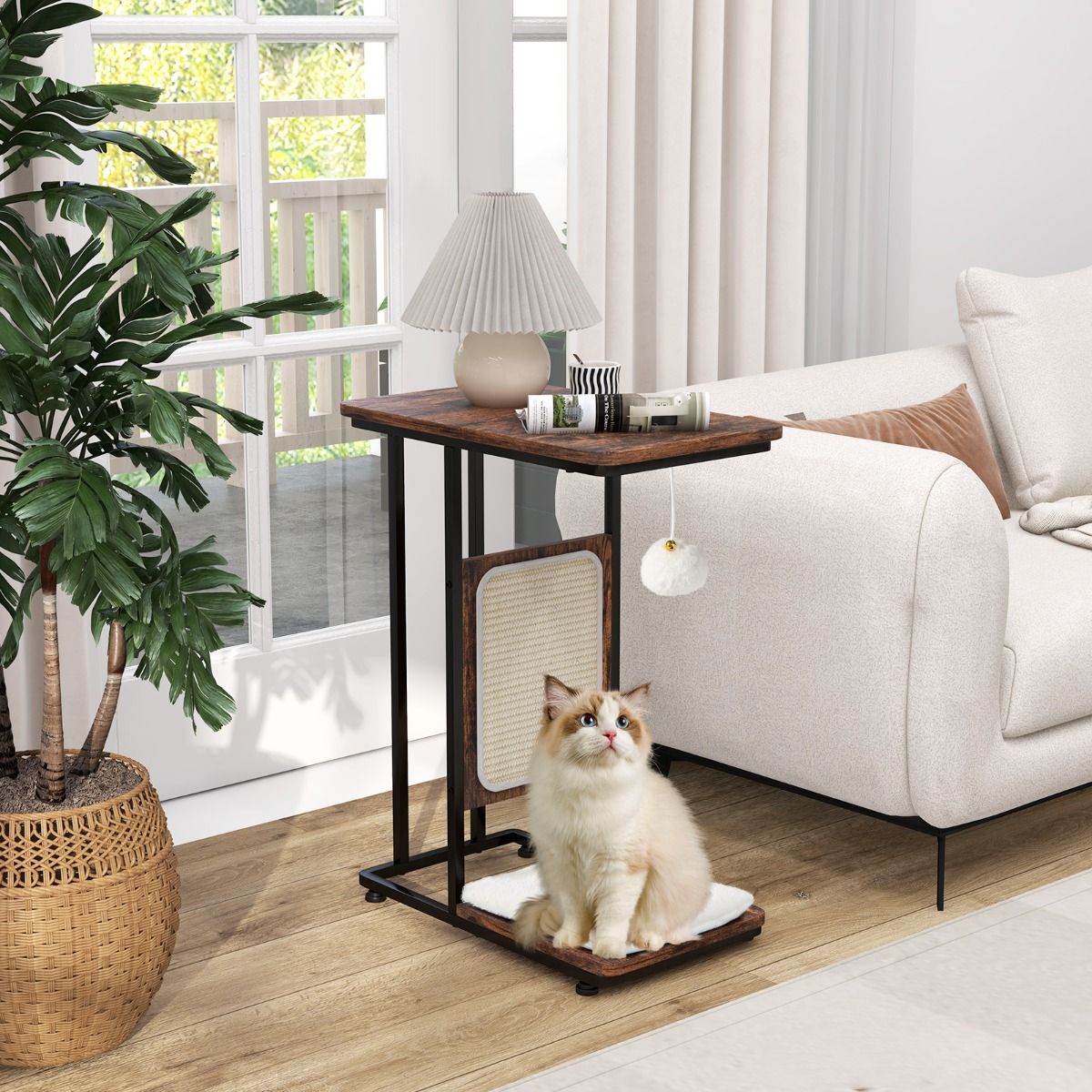Table d'appoint Coast avec plateau à gratter pour chat - 4 en 1 - Max. 30 kg - 50 x 30 x64 cm - Marron