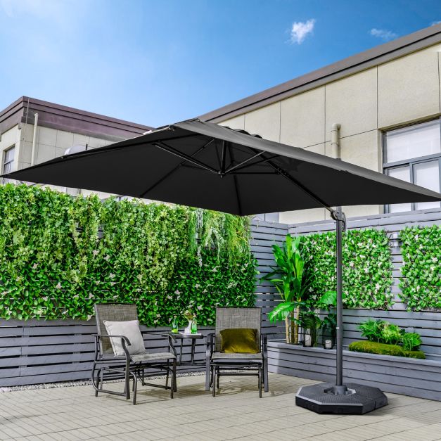 Parasol flottant Coast noir - 300 x 300 cm - orientable et inclinable à 360