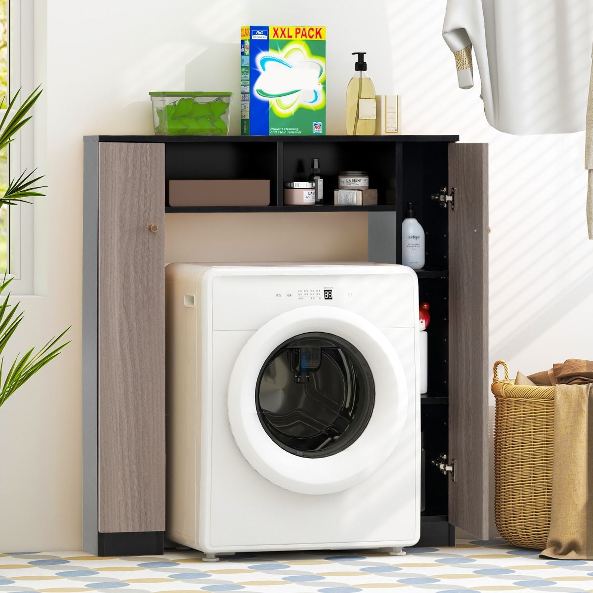 Armoire de salle de bains Coast à installer au-dessus des toilettes - double porte - étagères réglables - noir