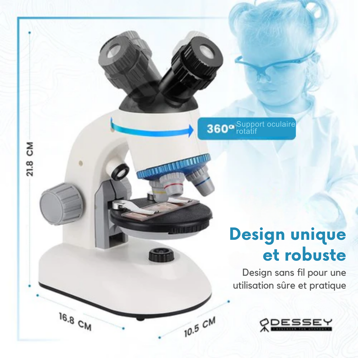 Microscope - ODESSEY - avec boîte à outils - Grossissement 1200X - Modèle Julius