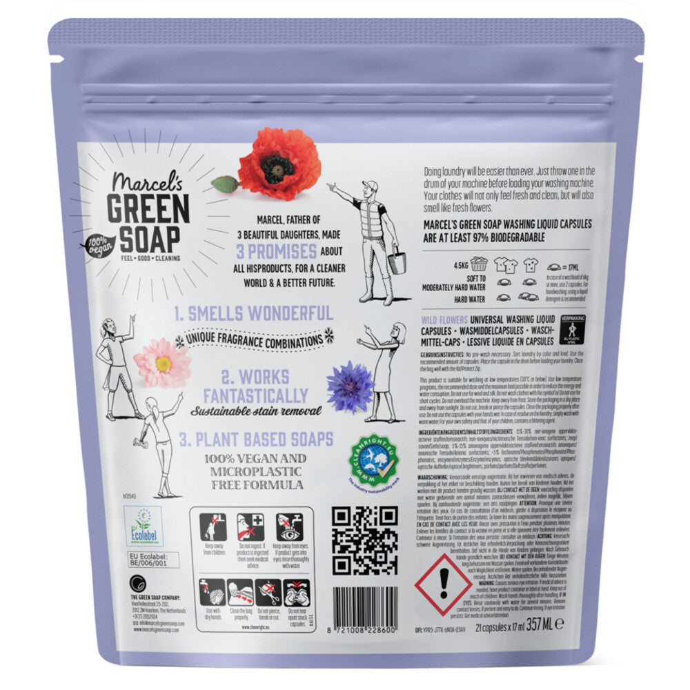 Marcel's Green Soap Laundry Capsules Wild Flowers - 21 capsules - eco-friendly & vegan