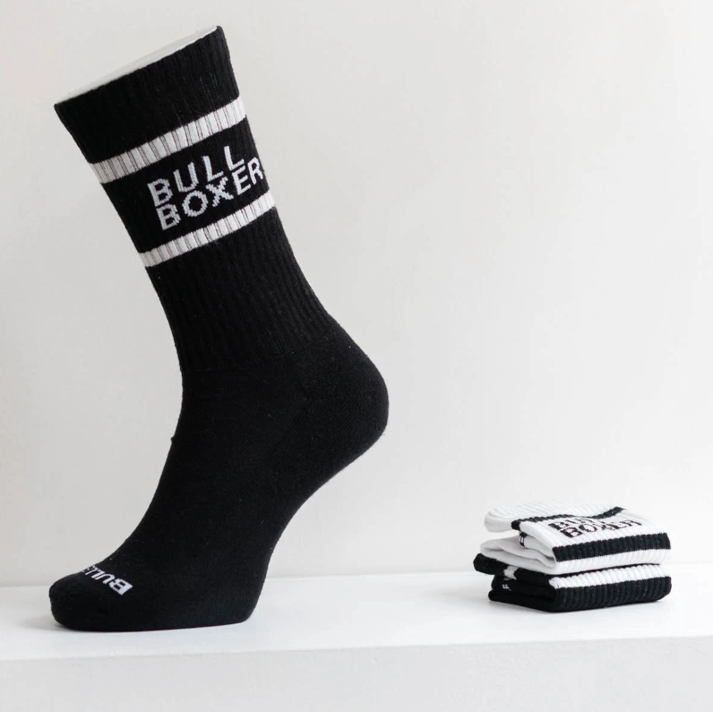Chaussettes Bullboxer pour hommes, blanc/noir - Lot de 2 - Taille 35-38
