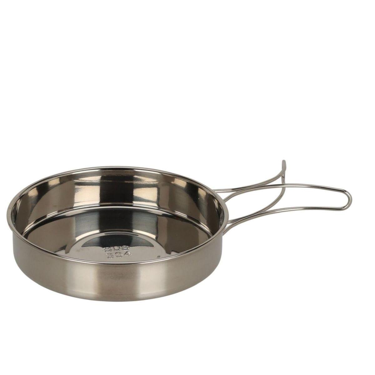 ML Stainless Steel Pans Set Silver - 2-Piece - Compact Pans with Foldable Handle (casseroles compactes avec poignée pliable)