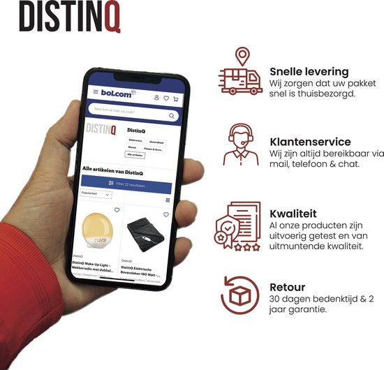 DistinQ Wake-Up Light - Radio-réveil avec double heure de réveil - Aide au sommeil avec connexion USB