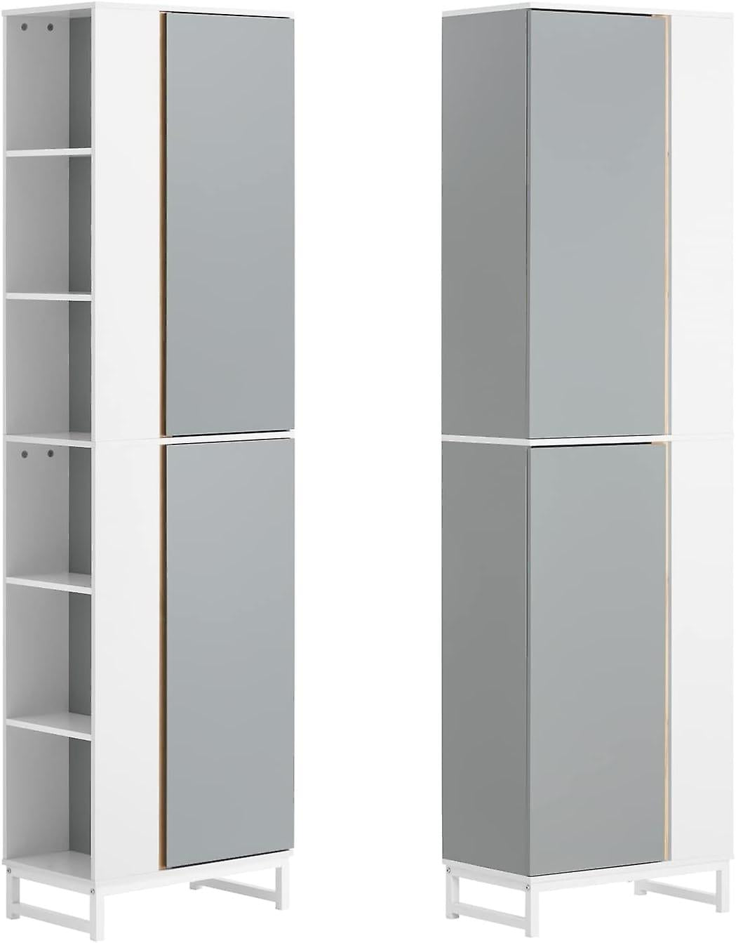 Sobuy Armoire de toilette - Gris - 50x30x181 cm
