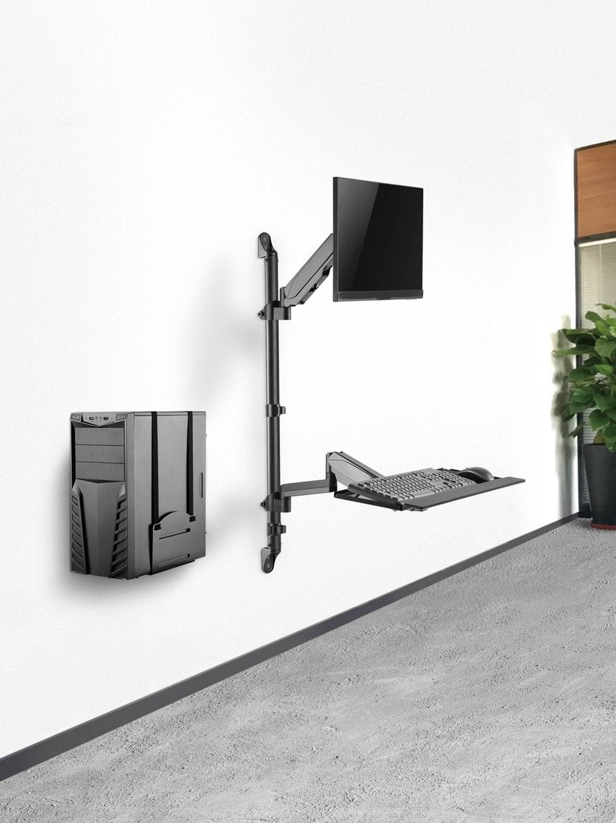 Poste de travail assis-debout - Support mural - Support de moniteur - Support mural pour clavier - Poste de travail