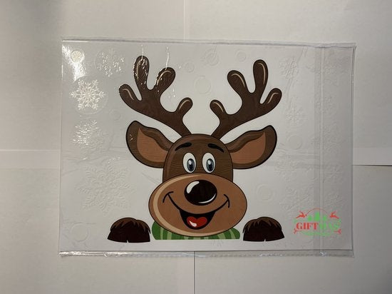 Giftmas - Décorations de fenêtre de Noël - Stickers de Noël - Stickers de fenêtre pour enfants - Décorations de Noël pour l'intérieur - Décorations de Noël - Père Noël - Renne - 50 pièces