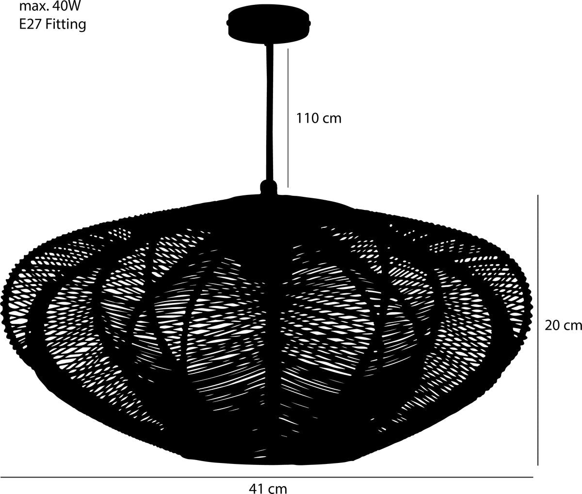 Mica Decorations Lampe pendante Kanti - H20 x Ø41 cm - Métal - Noir
