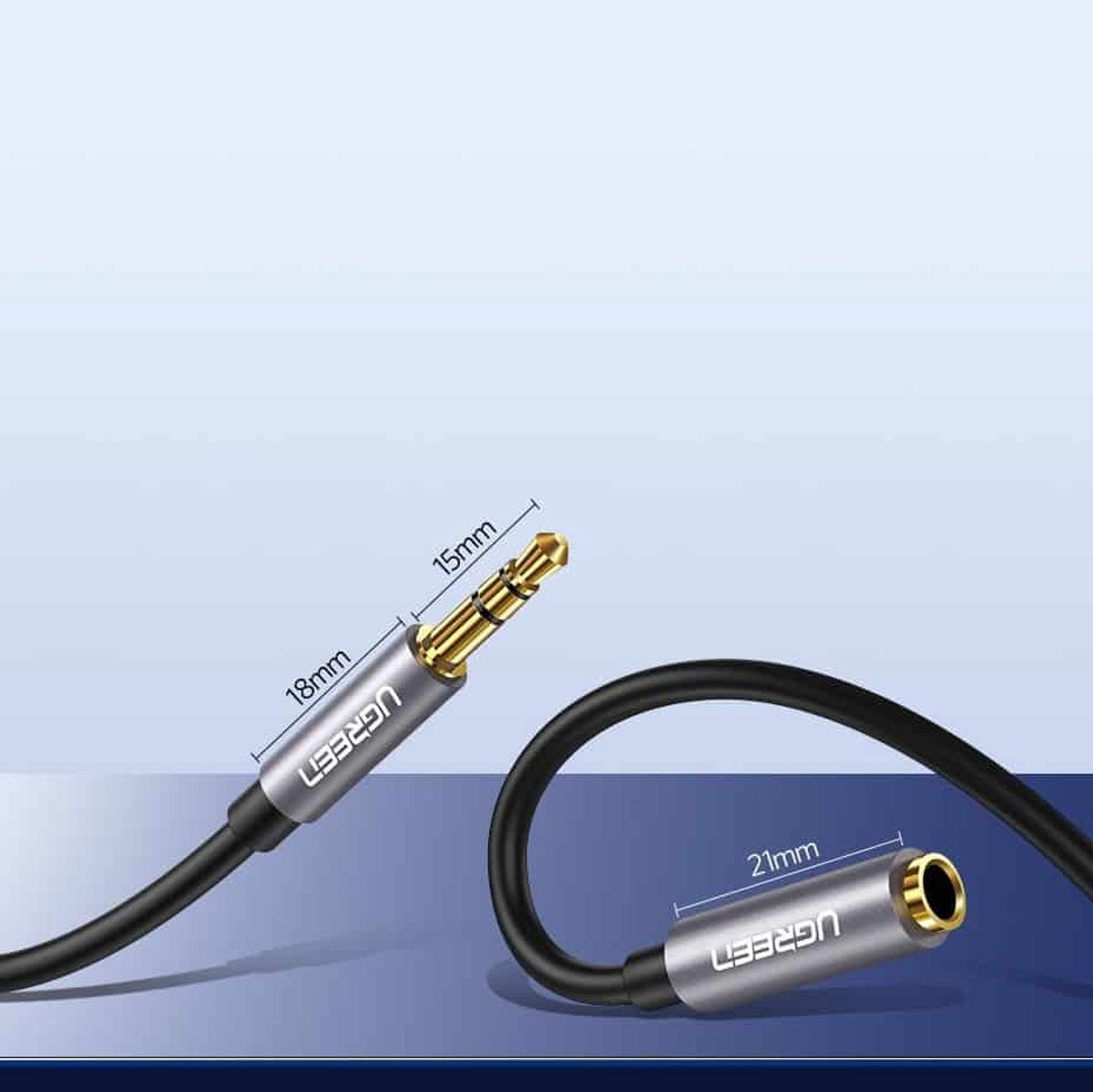 Ugreen - Câble de rallonge Audio Jack AUX 3.5mm - 2 mètres - 3.5mm Femelle - Transparent
