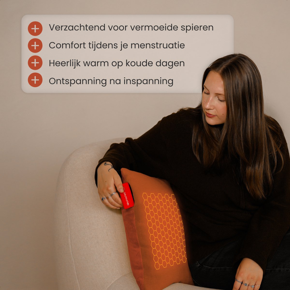 Auronic Classic Heat Pillow - 45x60 cm - sans fil et rechargeable - chaleur infrarouge - 3 niveaux - orange