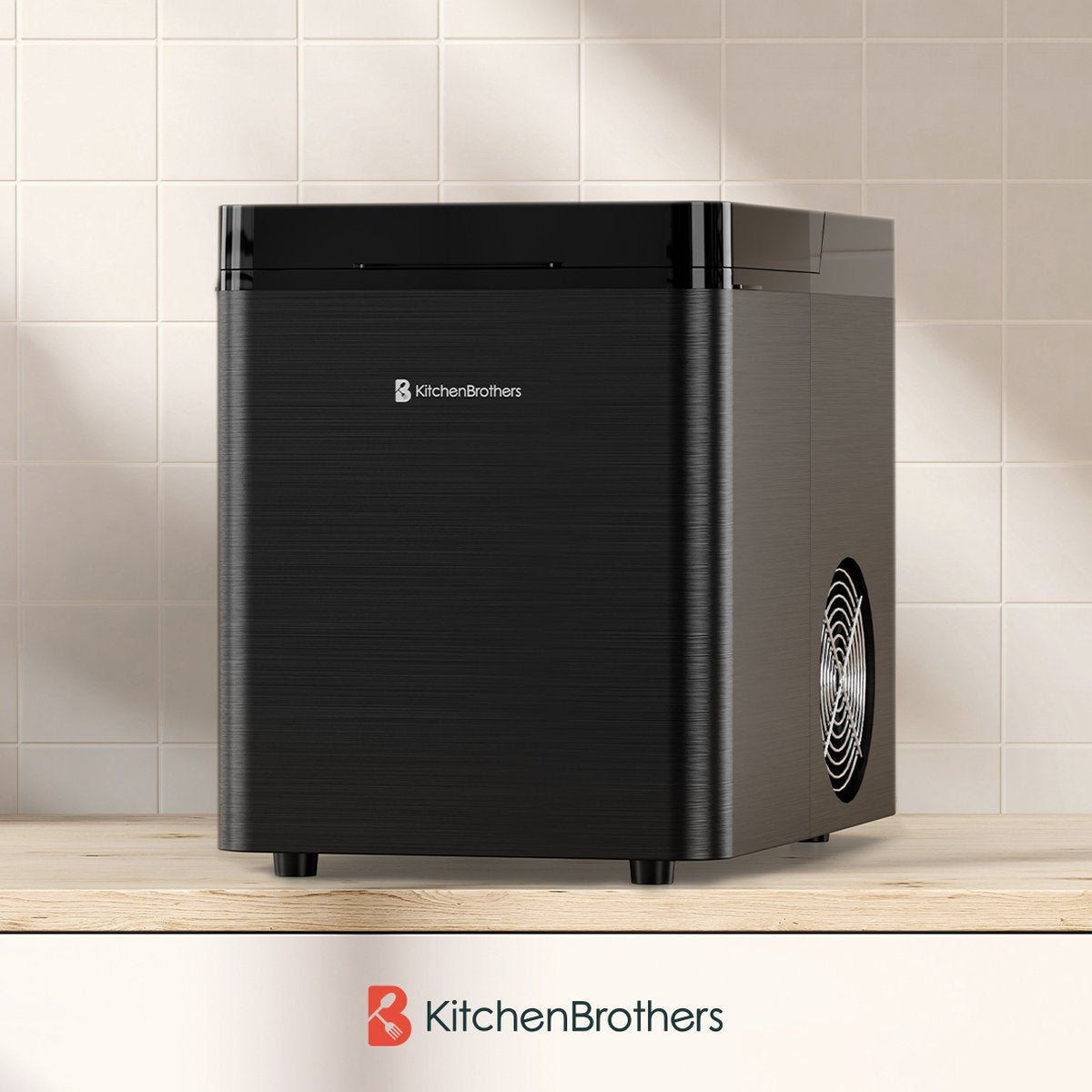 Machine à glaçons KitchenBrothers- 2.1L - Fonction nettoyage à sec - 15kg/24h - Noir