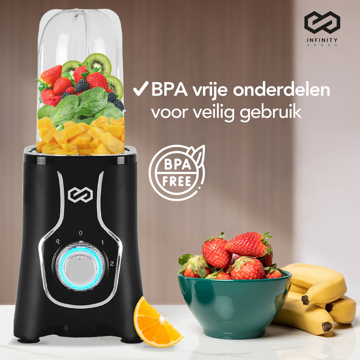 Infinity Goods Blender - 3 en 1 - 14 pièces - 400W - Noir