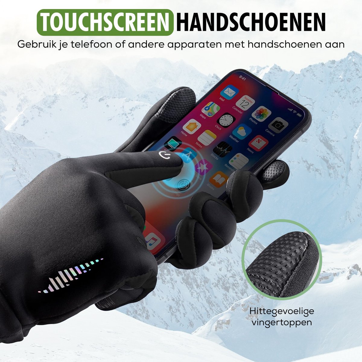 Gants d'hiver Travelhawk - XL - Anti-éclaboussures - Bicyclette et scooter - Thermique - Noir