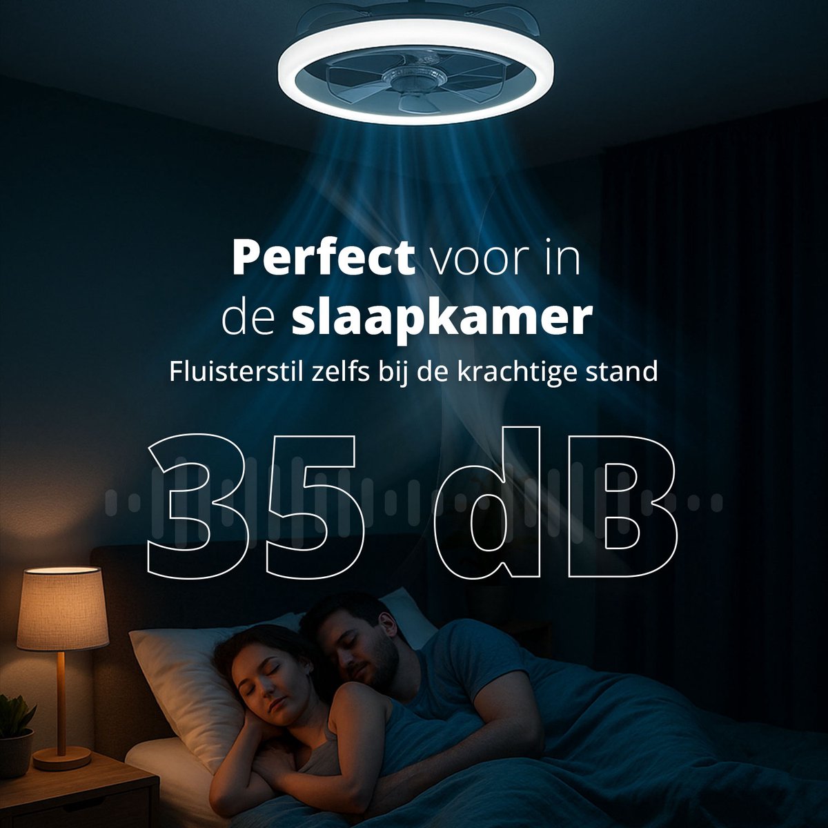 FlinQ AeroGlow Smart Ceiling Fan with Lighting - Ø55 cm - Grey - Ventilateur silencieux avec App Control et mode été/hiver