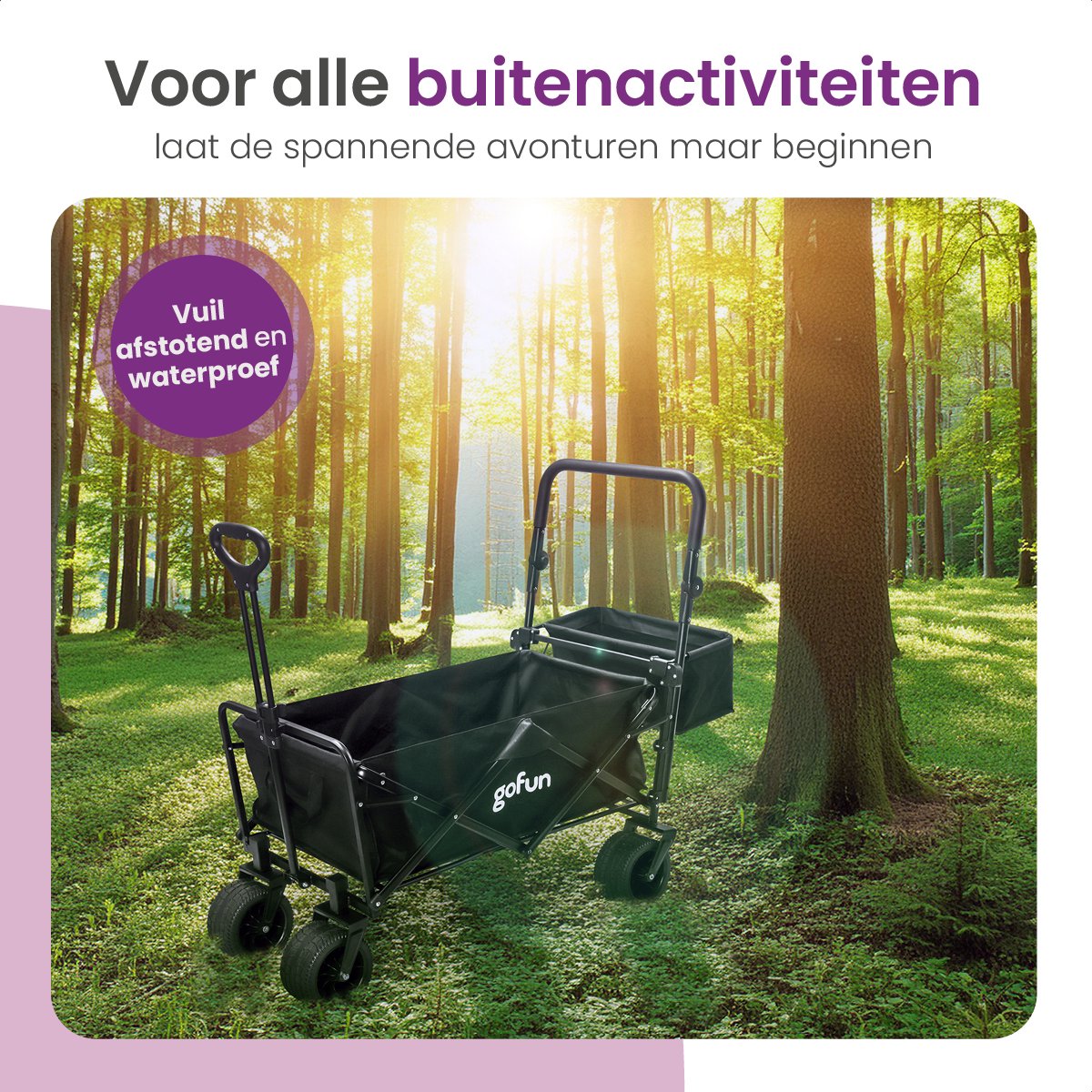 Gofun - Chariot pour chariots et bornes - Capacité de charge de 150 kg - Pliable avec roues pivotantes à 360 degrés - 83 x 44 x 26 cm - Métal et polyester - Noir