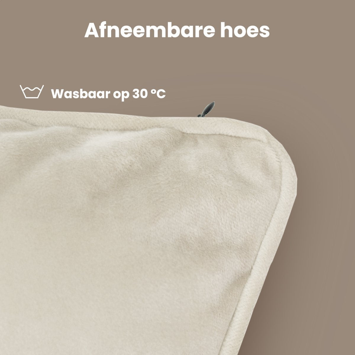 Auronic Wireless Heat Pillow - Velvet 45x45 cm | Rechargeable et électrique | Chauffage infrarouge | 3 niveaux de chaleur | Taupe