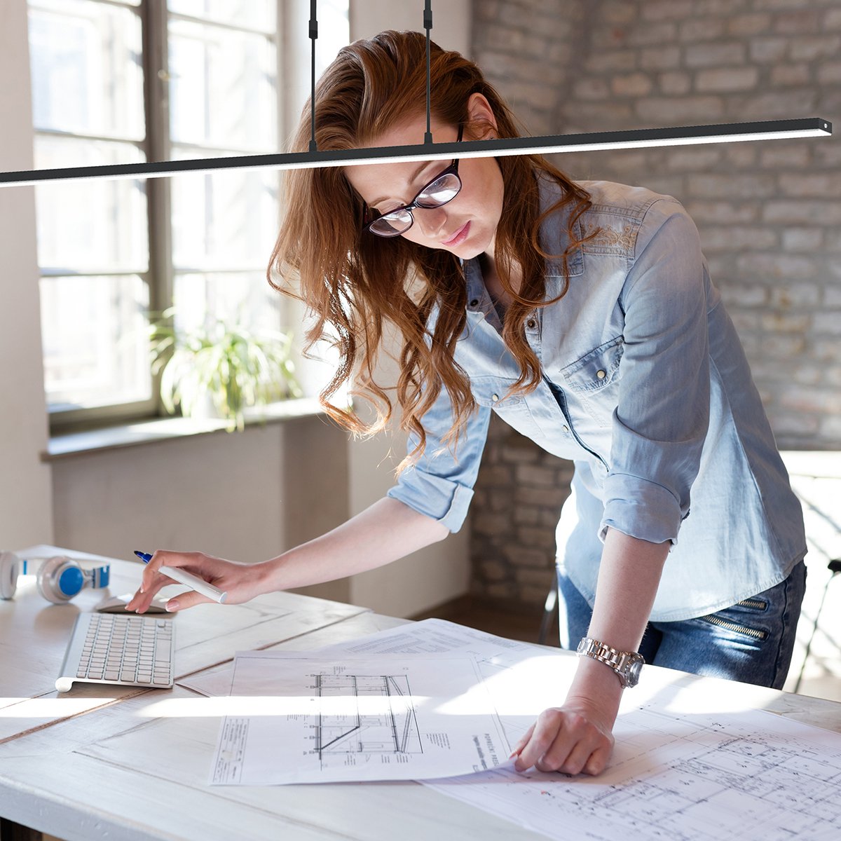 Lampe suspendue réglable Zelena - 2-lumières - Plastique/métal - 155 cm - Hauteur réglable jusqu'à 117 cm - Design moderne - Noir