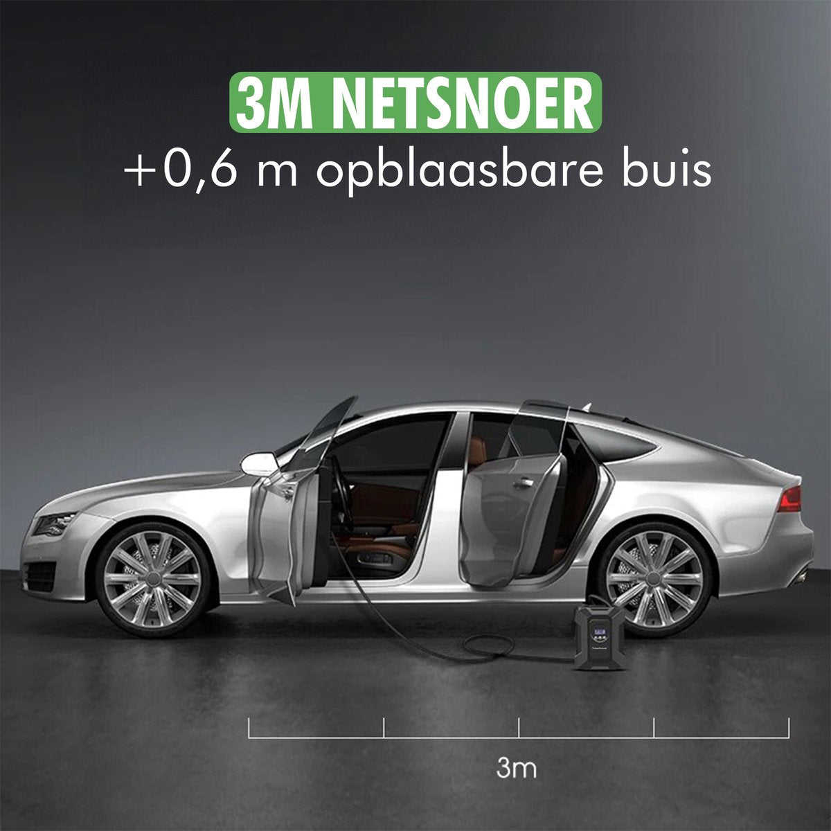 Travelhawk Compressor Tyre Pump - Pompe électrique pour vélo - Compresseur d'air - Électrique 12V - 30 L/Min - 100psi