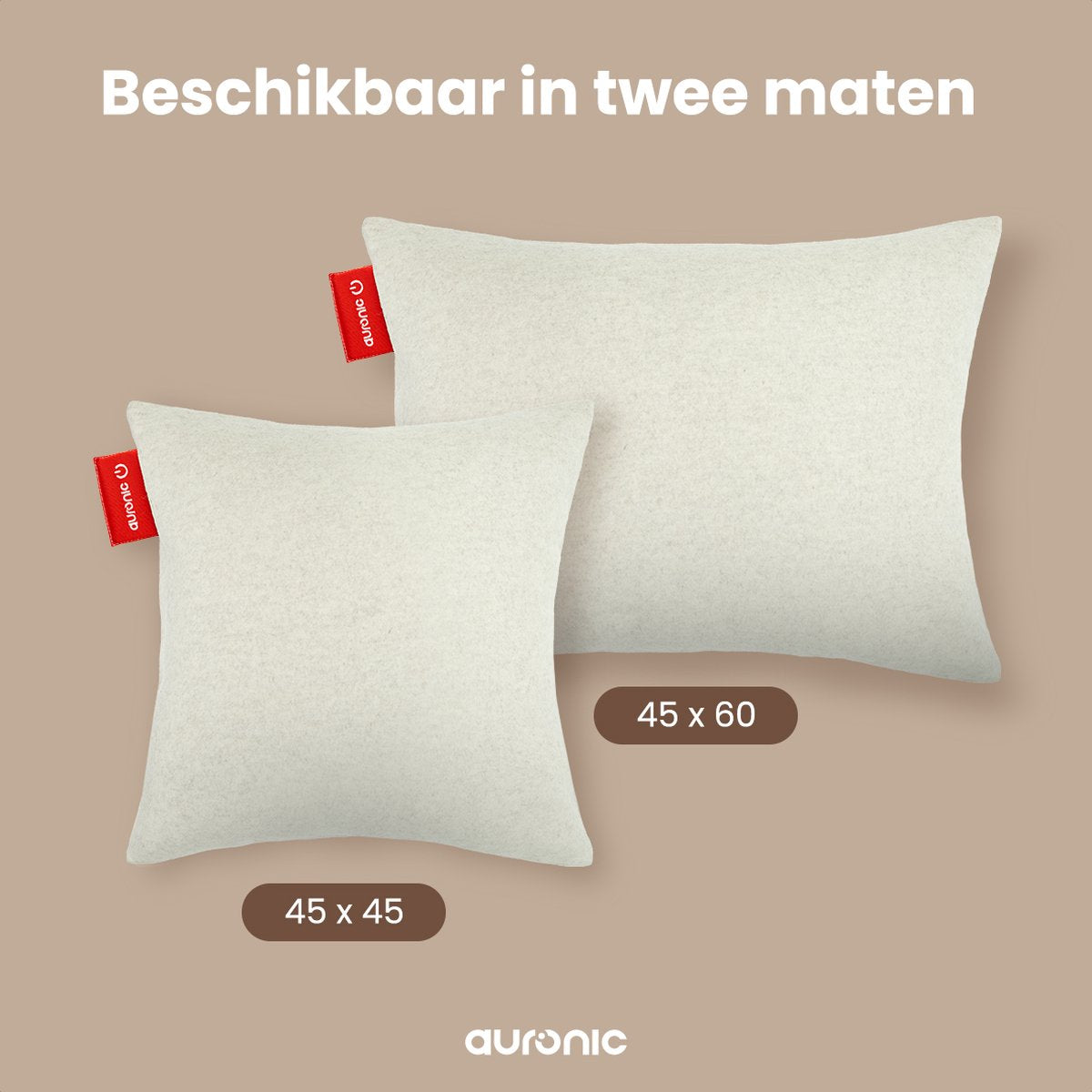 Auronic Heat Pad - 3 modes de chauffage - 10 000 mAh - 2.5m Cable - 45x60cm - Taupe
